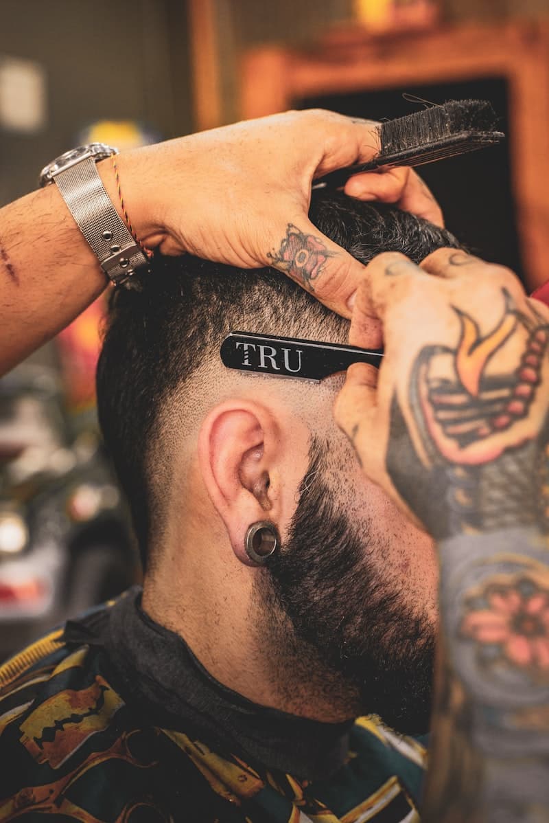 Professional barber haircut